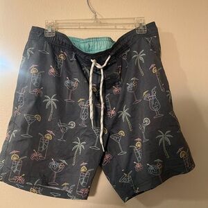 Goodfellow & Co Navy Tropical Print Swim Shorts